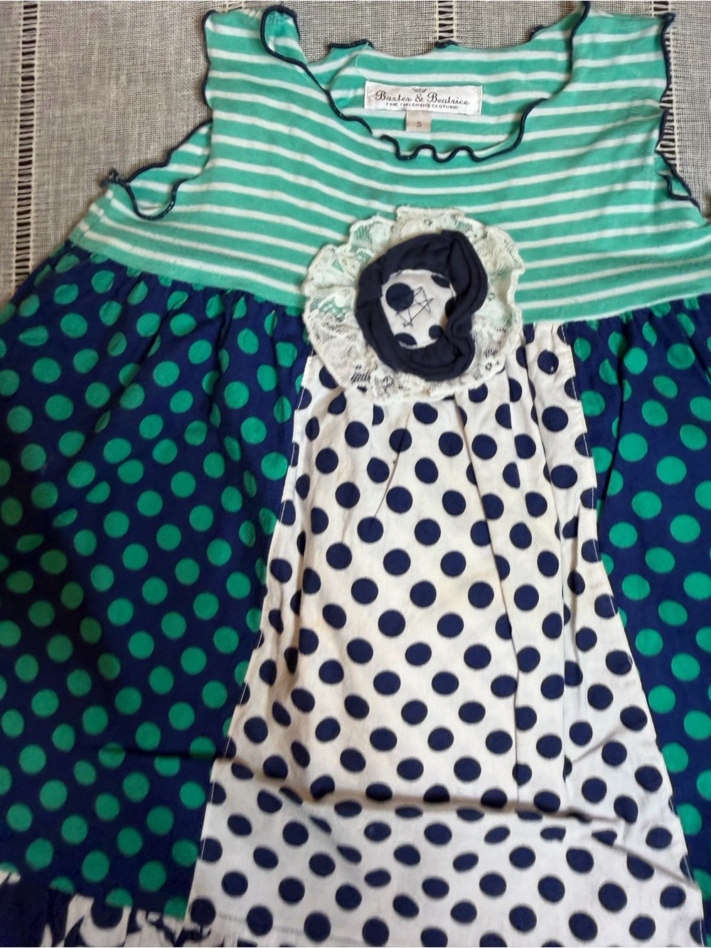Baxter & Beatrice Girls' Blue & Teal Polka Dot Summer Dress size 5 - Picture 6 of 7